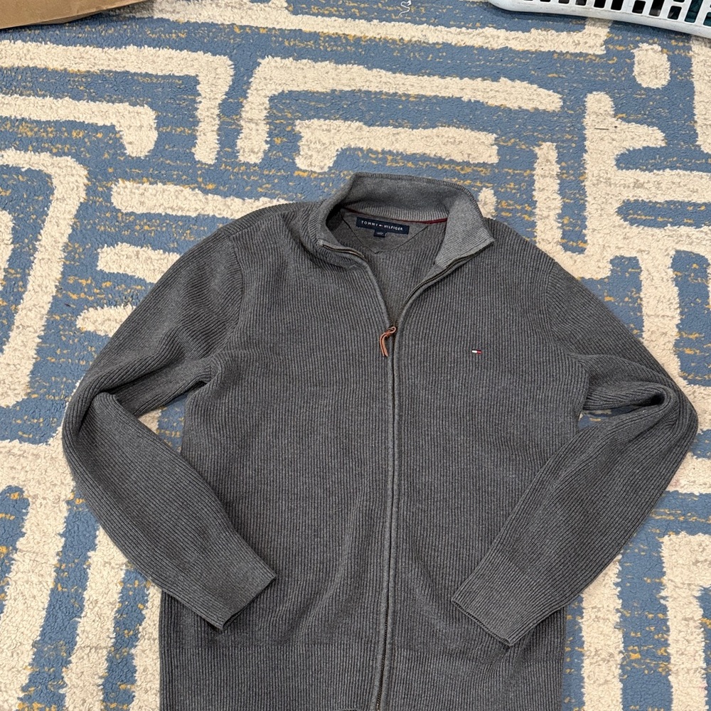 Tommy Hilfiger Men's Charcoal Gray Knit Jacket